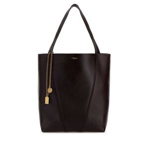 Chloe Women Aubergine Leather Spin Shopping Bag